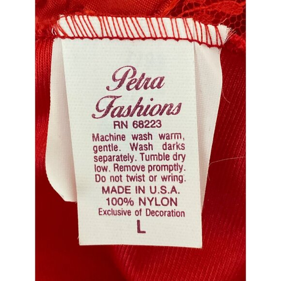 Petra Fashion Nightgown Red Nylon Lace Lingerie Bridal Romantic Valentine USA L - Picture 12 of 12